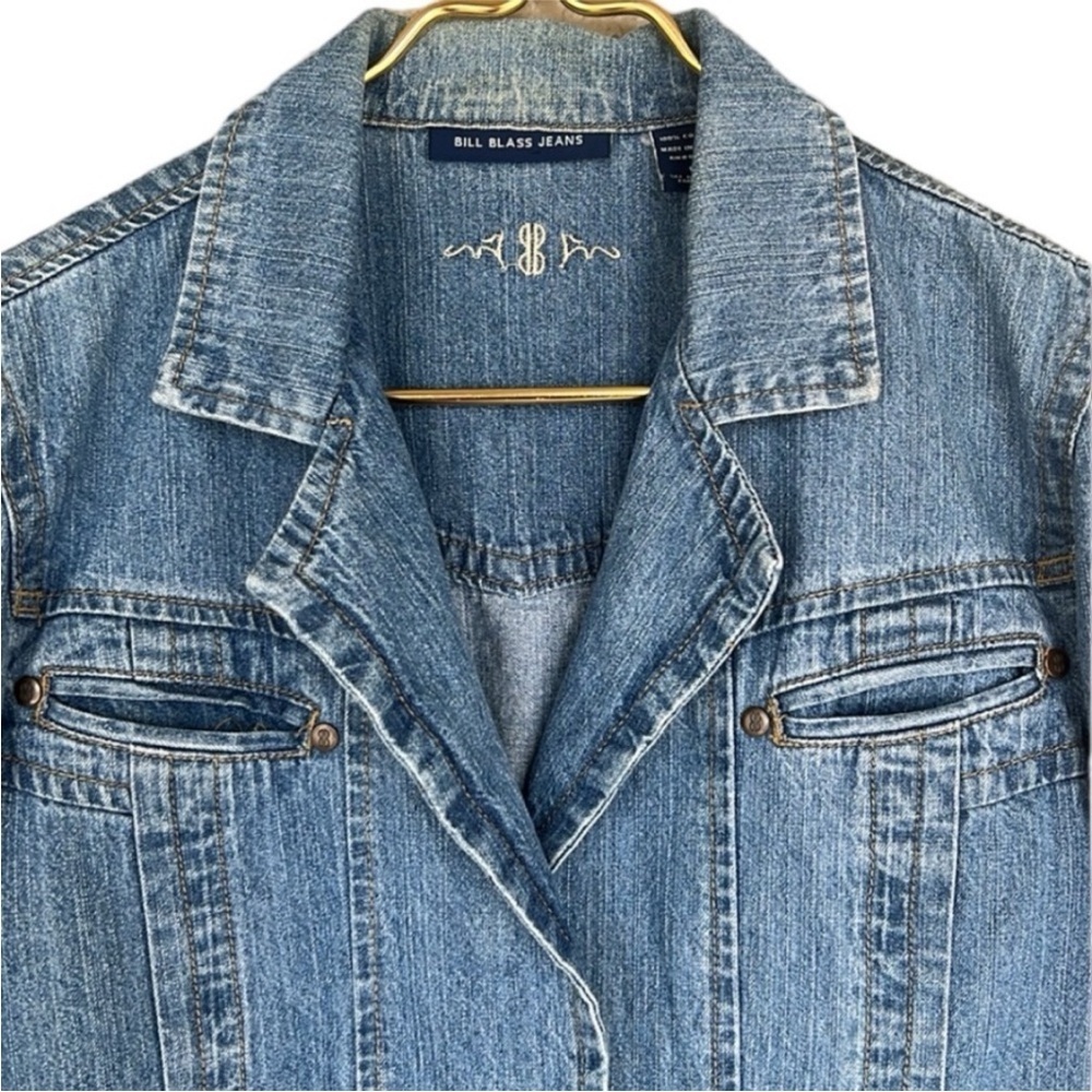 Vintage Bill Blass Blue Denim Button Front Jacket Size Large - Picture 2 of 9